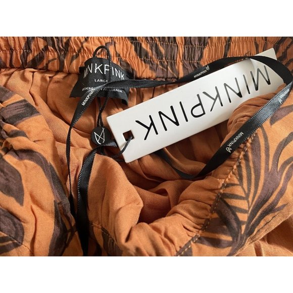 MINKPINK $140 NWT Women's Finley Maxi Halter Dress Orange Brown Floral Large - Picture 5 of 7